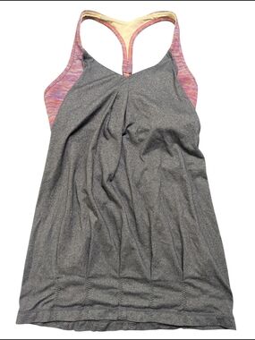 Lululemon Gray Racerback Tank Built In Bra No Pads Size 8